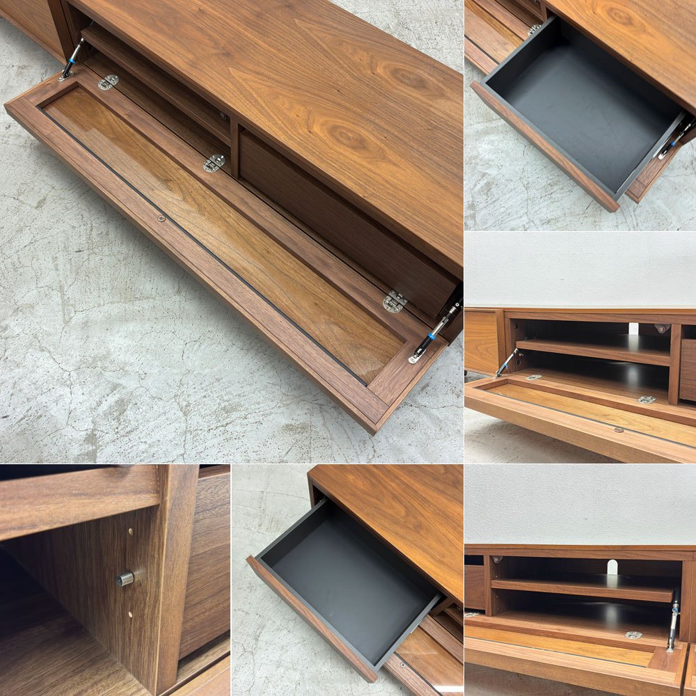 アクタス ACTUS トワード TOWARD テレビボード レッグ ウォールナット材 AVボード リモコン操作可能 ドロップダウンドア W220cm 定価約￥291,500- ●