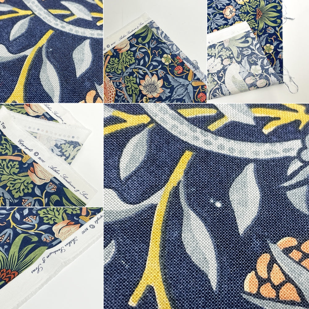 サンダーソン Sanderson ストロベリーシーフ Strawberry Thief ネイビー ファブリック 生地 114x143cm ウィリアムモリス William Morris ●