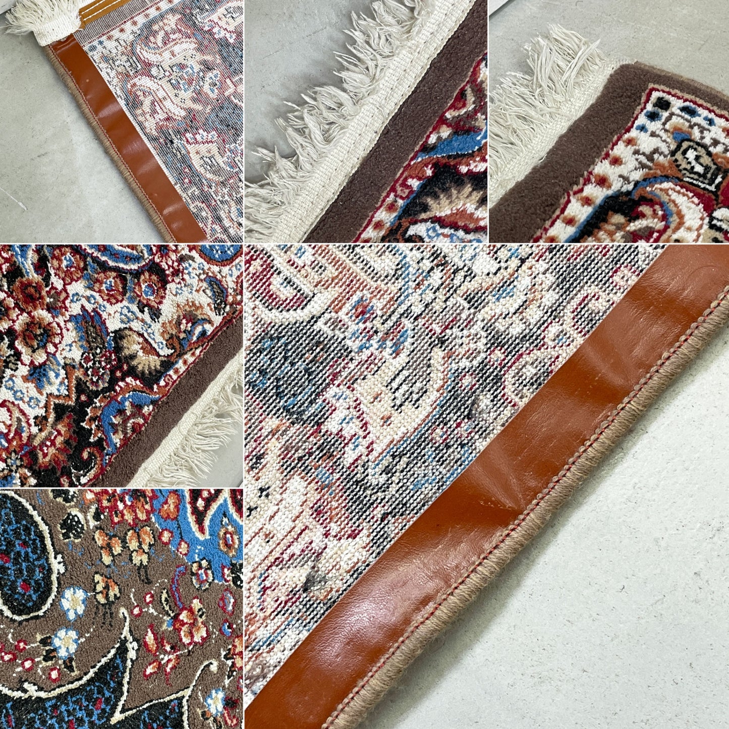ペルシャ絨毯 カシャーン産 ラグ カーペット 絨毯 205×151cm コットン 綿 手織り アラベスク模様 ●