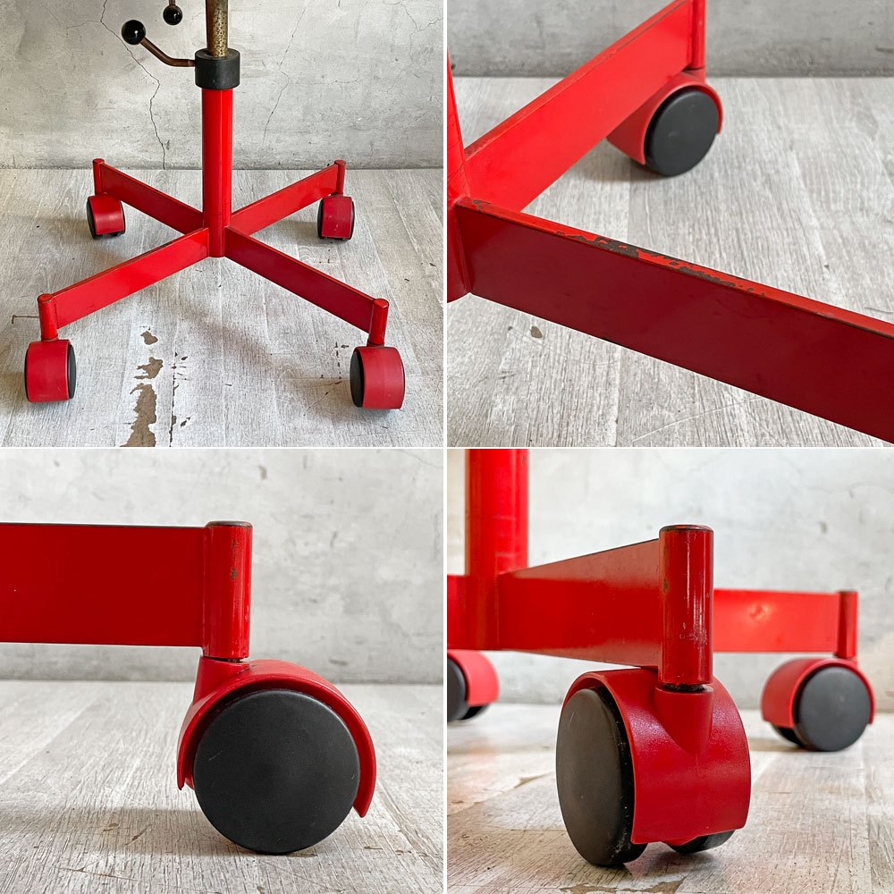 Kettel&Villadsen ケヴィチェア KEVI デスクチェア レッド ミニサイズ 旧4本脚 キャスターベース アナログ昇降 ヨルゲン・ラスムセン デンマークビンテージ  ♪