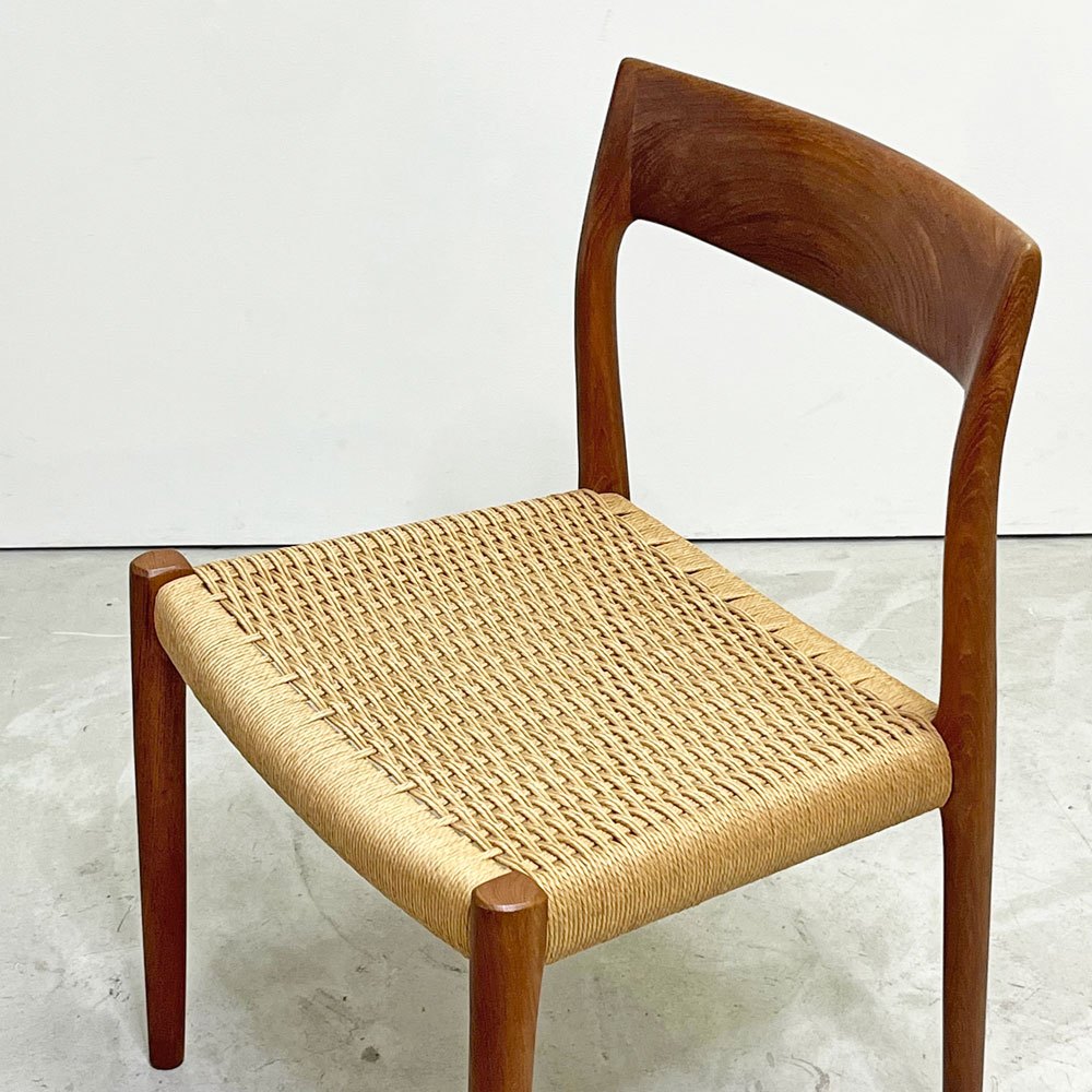JLモラー J.L.Moller Model No.77 ダイニングチェア チーク材 ペーパーコード ニールス・O・モラー デンマーク ビンテージ 北欧家具 ●