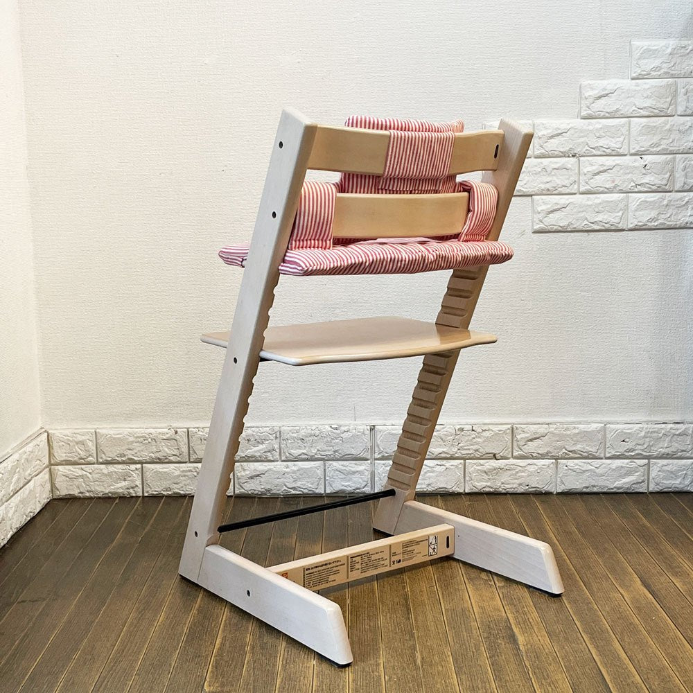 ストッケ STOKKE トリップトラップ TRIPP TRAPP ベビーチェア キッズチェア プラスチックガード＆背もたれ・座クッション&延長グライダー付き S/N6～ 北欧 ノルウェー ◎