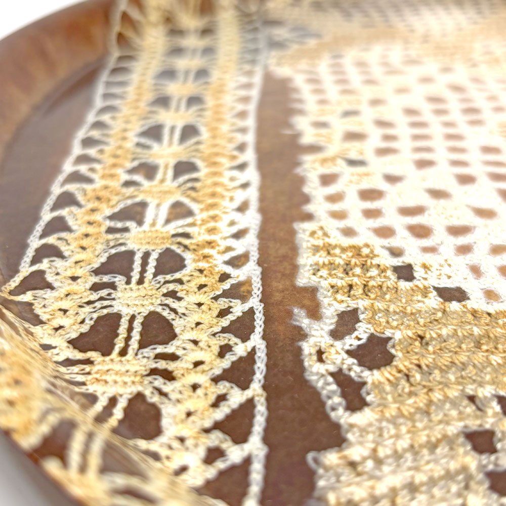 フレデリックモレル FREDERIQUE MORREL トレイ 刺繍 1点物 RE-BIRTH ハンドクラフト 29Φ フランス ●
