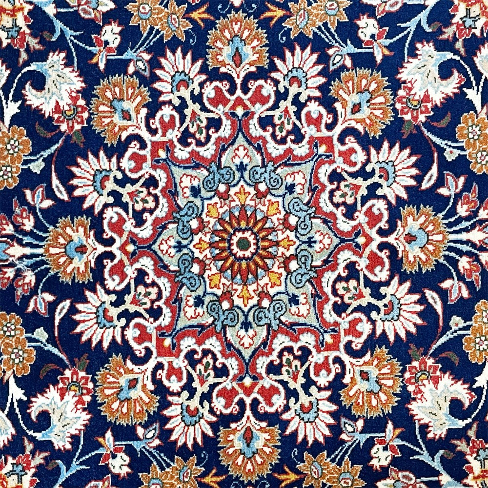 イスファハン Esfahan ペルシャ絨毯 ラグ カーペット 95cm×70cm ウール（縦糸シルク） タグ付 イラン ★