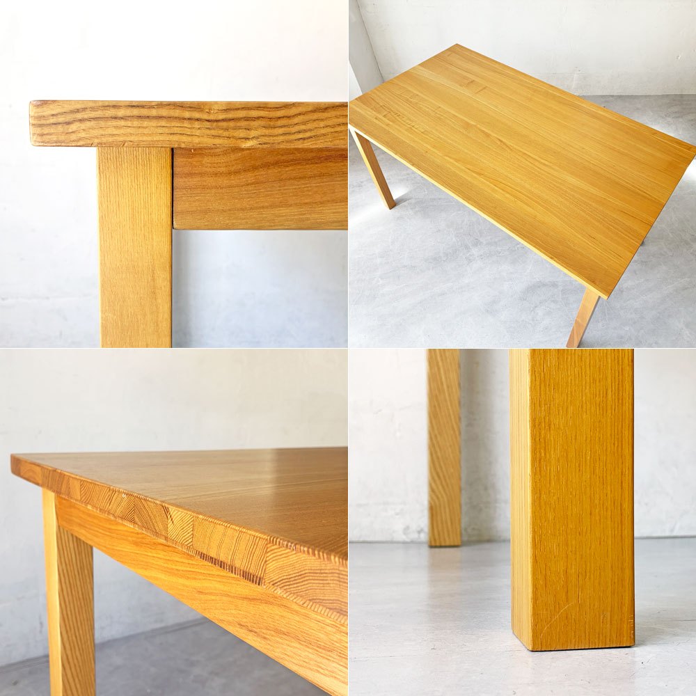 無印良品 MUJI 木製テーブル ダイニングテーブル タモ材 無垢集成材 W140cm  ナチュラルデザイン 廃盤 ★