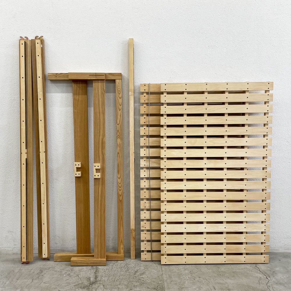 無印良品 MUJI タモ材 木製ベッドフレーム クイーンサイズ シンプルデザイン ナチュラル 廃番 〓