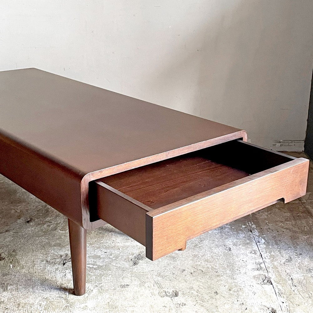 カンディハウス CONDE HOUSE エクリプス ECLIPSE リビング センターテーブル 抽斗2杯 ダークブラウン ヒッコリー材 w110cm 蛯名 紀之 モダンデザイン ■