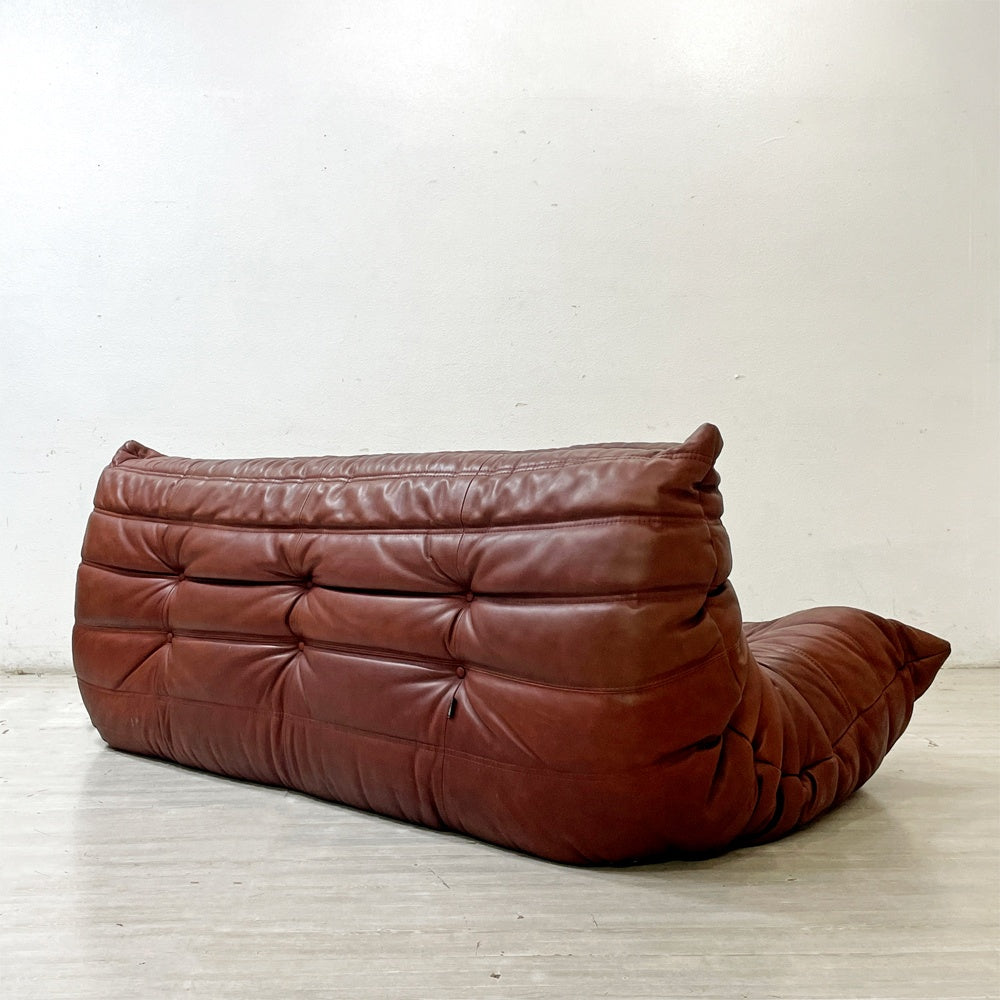 リーンロゼ ligne roset トーゴ TOGO 3Pソファ 3人掛けソファ 本革 ブラウン ミッシェル・デュカロワ Michel Ducaroy ●