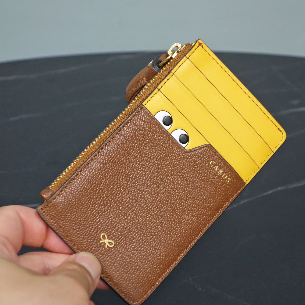 アニヤハインドマーチ ANYA HINDMARCH Peeping Eyes ジップ カードケース パスケース ゴートレザー ◎