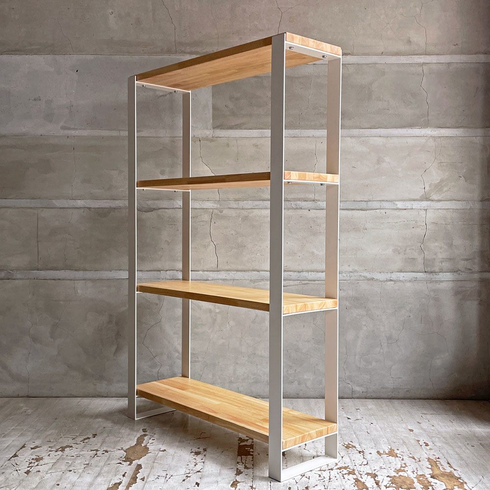 かなでもの KANADEMONO ザ・シェルフ THE SHELF ラバーウッド ホワイトスチール W80cm ナチュラルデザイン ♪