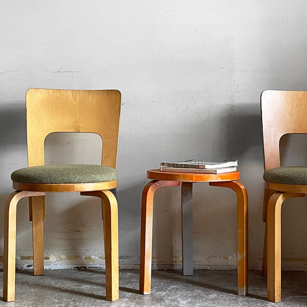 アルテック artek チェア66 CHAIR66 ダイニングチェア ナチュラルラッカー バーチ材 ファブリックシート アルヴァ・アアルト フィンランド 北欧家具 ビンテージ B ■
