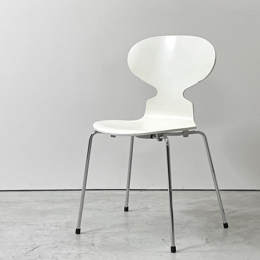 フリッツハンセン Fritz Hansen アントチェア ANT CHAIR アリンコチェア 4本脚 ホワイト ラッカー アルネ・ヤコブセン デンマーク 北欧家具 A ●