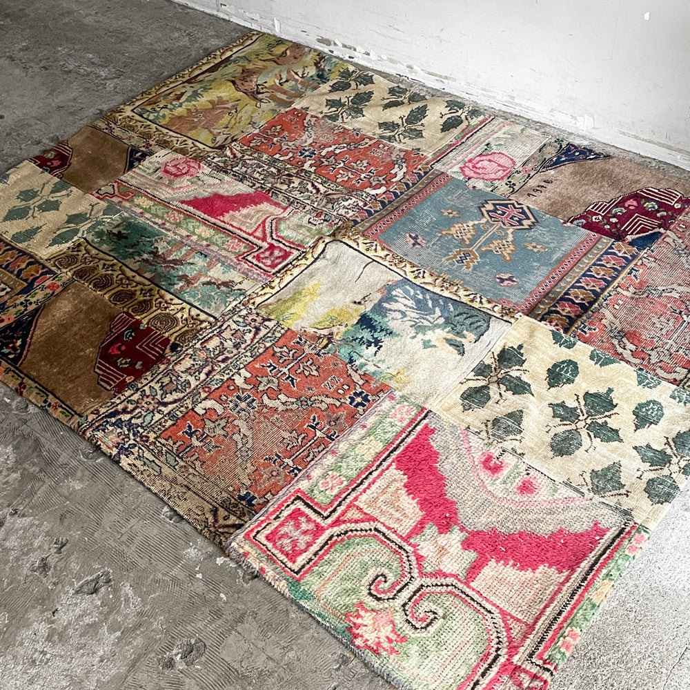 エスニコン EthniCon ビンテージ  オールドキリム パッチワークラグ ウール トルコ絨毯 オールドキリム 155×200cm コンランショップ取扱 ■