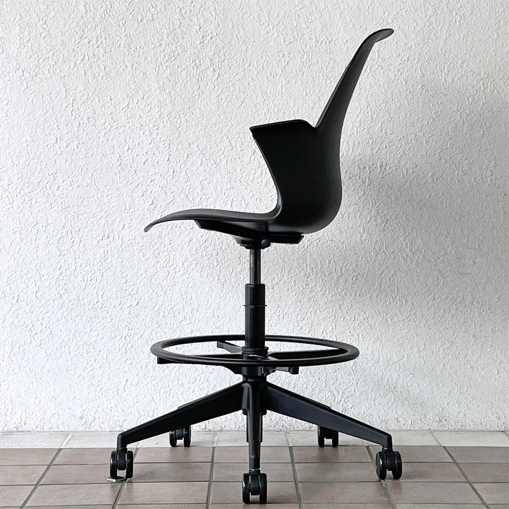 スチールケース Steelcase ノード Node ハイスツール 製図チェア キャスター ブラック ◇