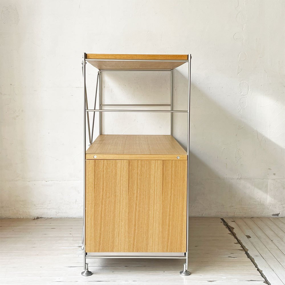 無印良品 MUJI ステンレスユニットシェルフ オープンシェルフ ガラス引戸棚 オーク材 ★