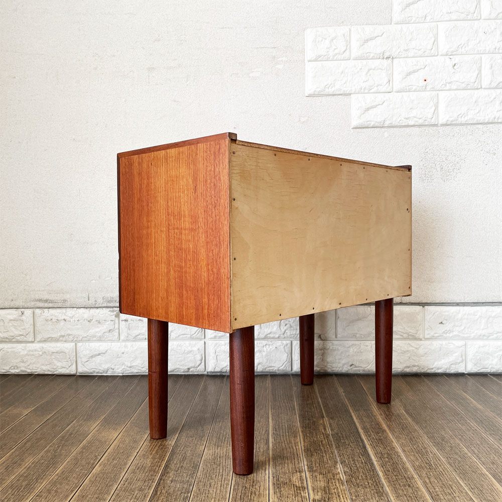 デンマークビンテージ Danish Vintage チーク材 サイドチェスト ナイトテーブル 2ドロワー W50cm 北欧家具 ◎