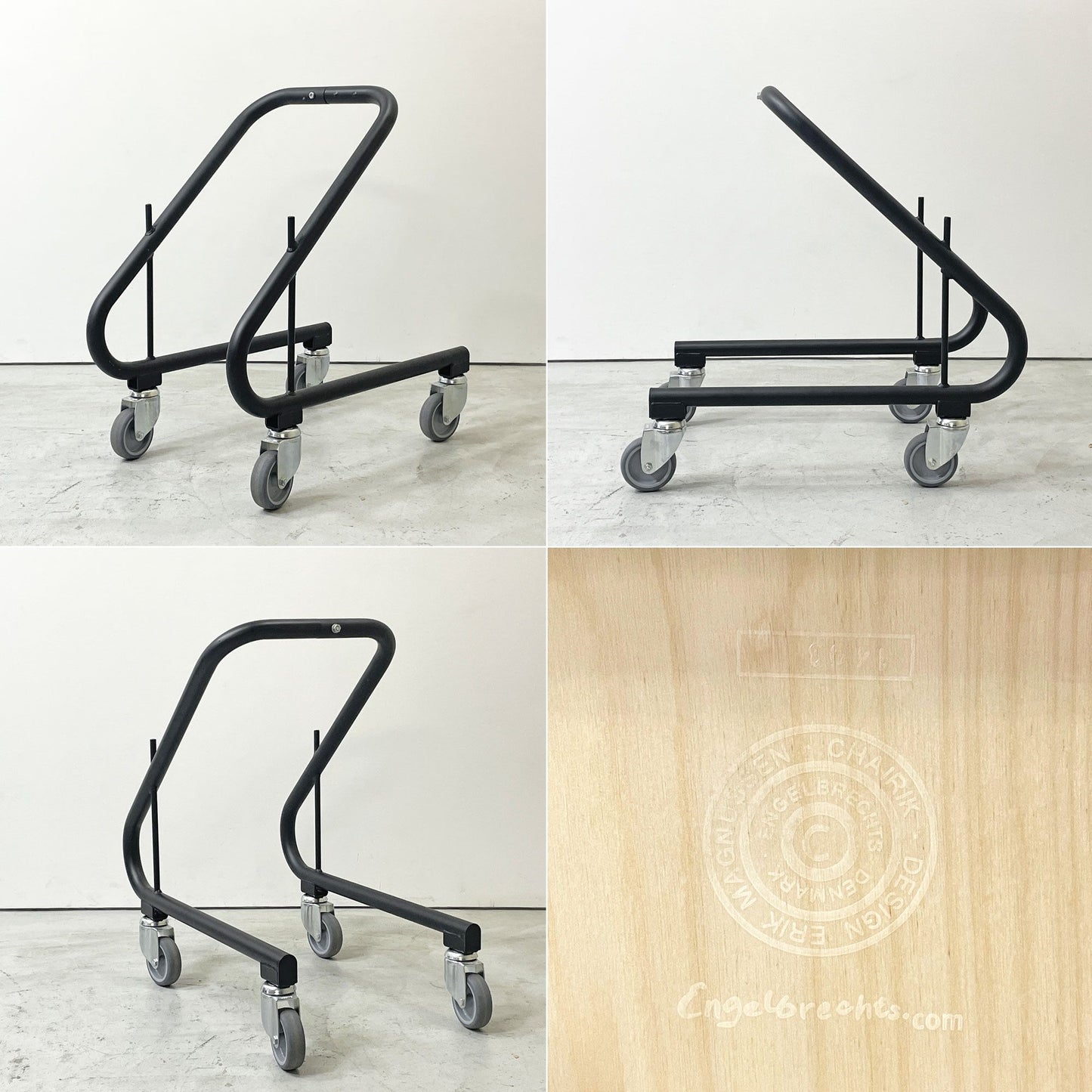 エンゲルブレヒト Engelbrechts チャリック CHAIRIK 101 スタッキングチェア 4本脚 バーチ材 ナチュラル 6脚セット 専用トローリー付 エリック・マグヌッセン 未使用保管品 ●