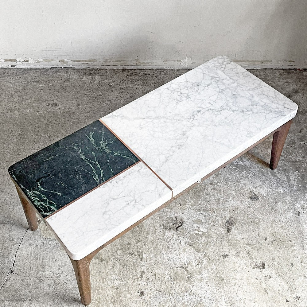 ブルーナチュール BLEU NATURE 大理石天板 ローテーブル オーク材 幅95cm フランス ■
