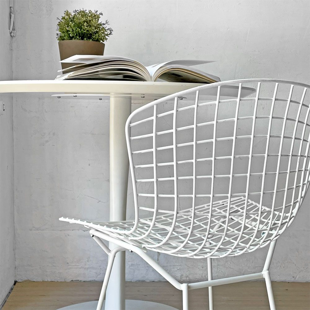 ノル Knoll 420 サイドチェア ワイヤーチェア ホワイト ハリー・ベルトイア Harry Bertoia ミッドセンチュリー 名作椅子 ★