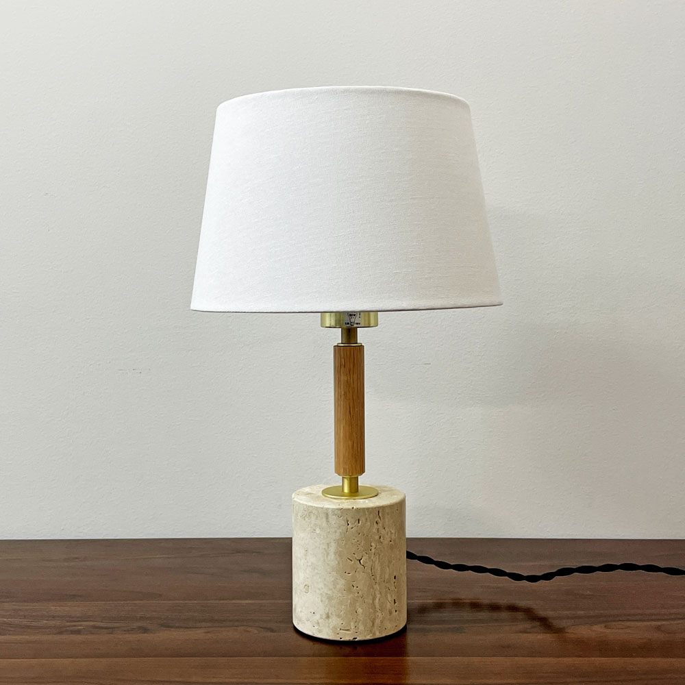 アートワークスタジオ ART WORK STUDIO モノリステーブルランプ Monolith-table lamp AW-0600 ホワイト 大理石ベース オーク無垢材 真鍮 ファブリック モダンデザイン 箱付き 美品 A ●