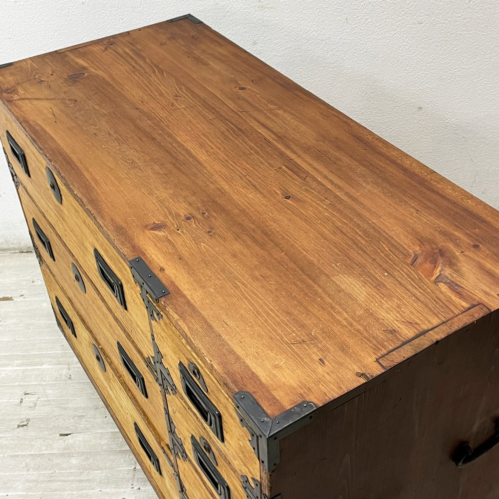 飛騨高山 和箪笥 古箪笥 タンス 収納 鉄器 アイアン脚リメイク 7抽斗 古家具 ジャパンビンテージ ●