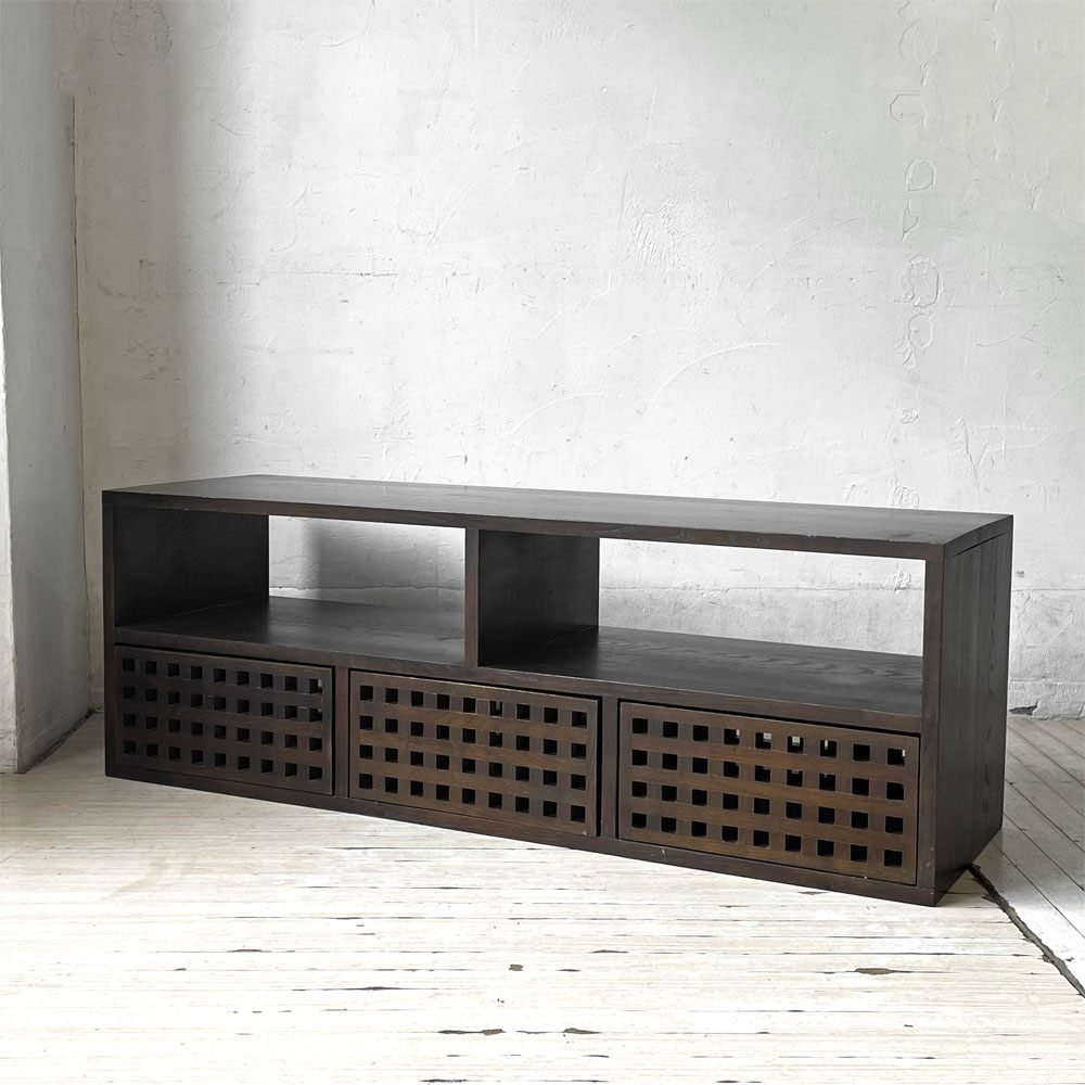 エーフラット a.flat キューブ Cube テレビボード AVボード アッシュ無垢材 引き出し3杯 W116cm アジアンモダンスタイル 定価約￥76,417- ★