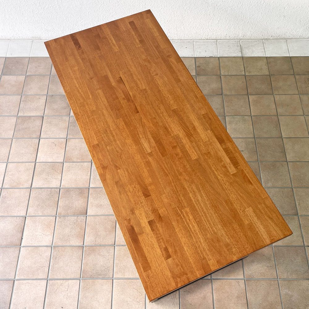 かなでもの KANADEMONO ザ・テーブル THE TABLE デスク ラバーウッド材 チークブラウン スチール脚 スクエア W160cm ◇
