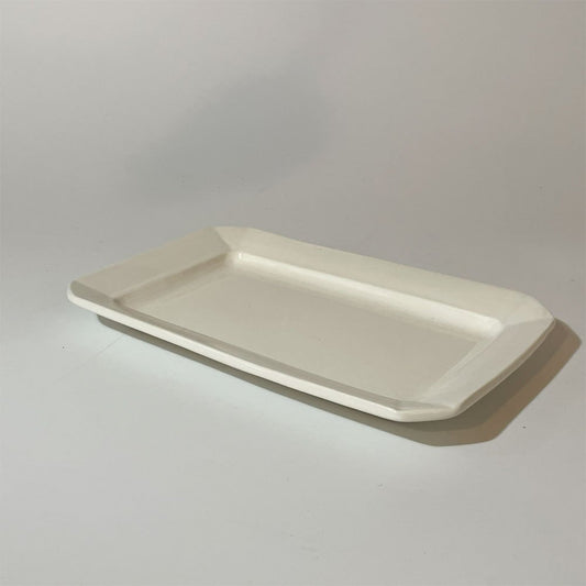 岡田直人 長角皿 20cm プレート ホワイト 陶芸家 現代作家 A ★