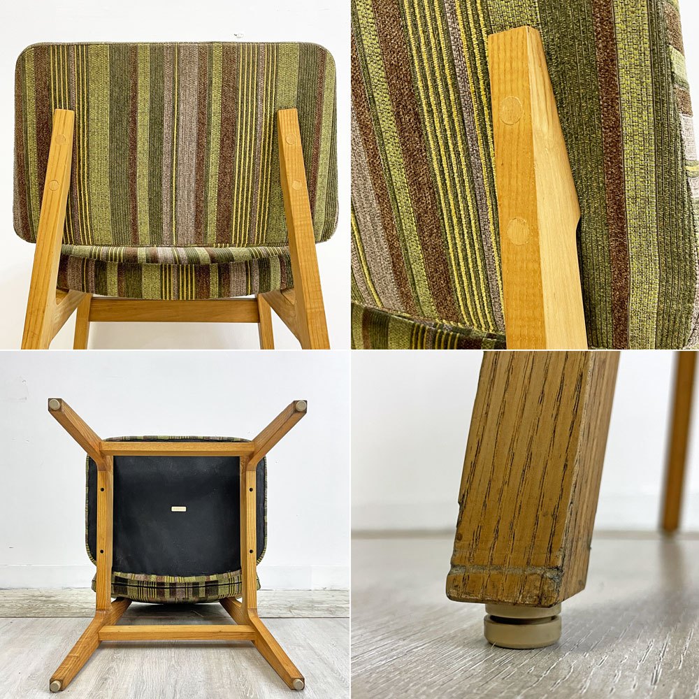 ナチュラルモダンデザイン natural modern ダイニングチェア アームレス アッシュ材 ファブリック グリーン系 北欧スタイル A ●