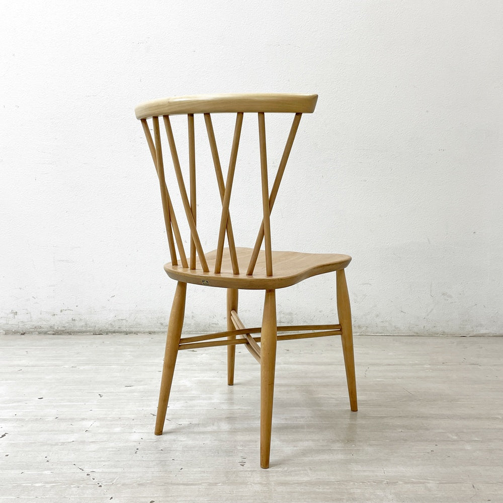 アーコール Ercol クロスバックチェア エックスバック ラティスドチェア エルム材 UKビンテージ Vintage 英国家具 ●
