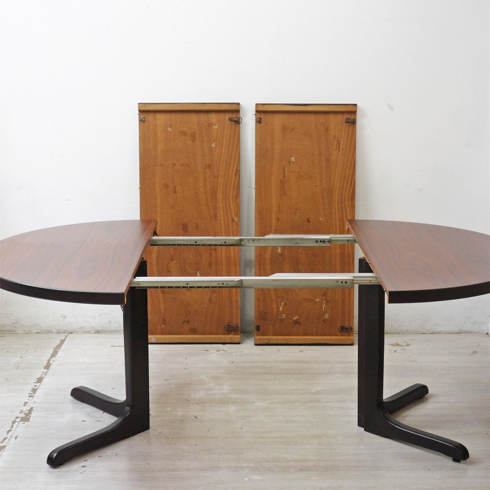 北欧ビンテージ Scandinavia Vintage ローズウッド EXラウンドテーブル Φ120cm 伸長式 北欧家具 現状品 ●