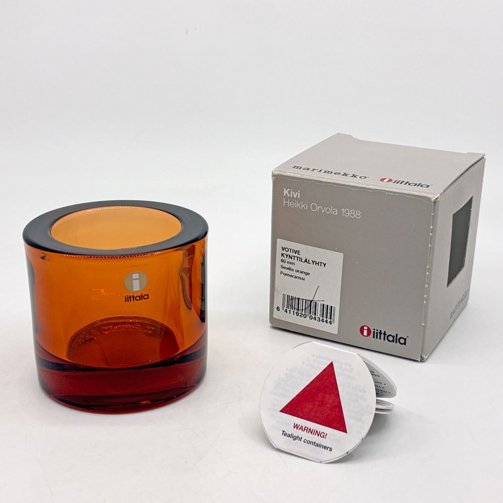 イッタラ iittala マリメッコ marimekko キビ kivi キャンドルホルダー セビリアオレンジ 60mm ヘイッキ・オルヴォラ フィンランド 廃番カラー ●