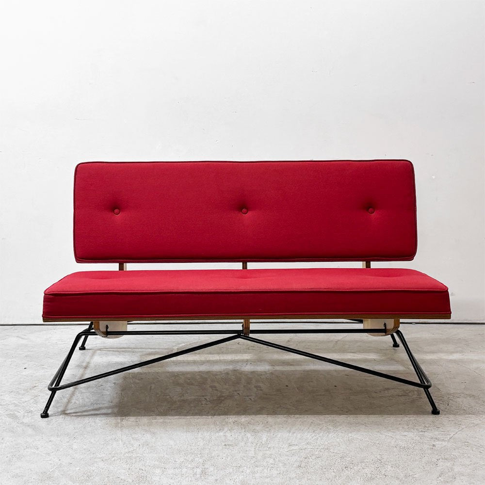 ドワーフ DWARF マイスター MEISTER MS2 2Pソファ 2人掛け レッド系 ファブリック スチール W123cm ミッドセンチュリーモダン ●