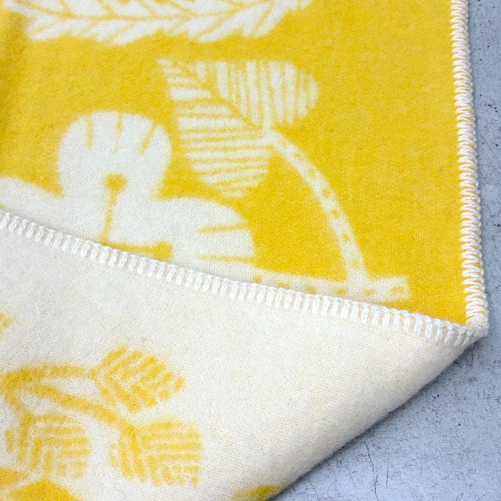 ラプアンカンクリ LAPUAN KANKURIT × 鹿児島睦 ヴィリクッカ VILLIKUKKA ウールブランケット イエロー 90×130cm 未使用品 ◎