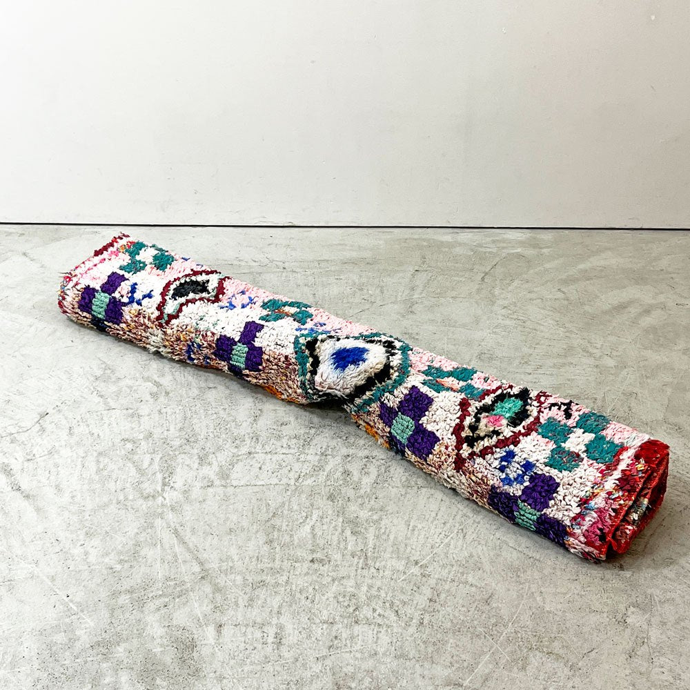 マロック MAROC モロッカンラグ MOROCCAN RUG ボシャルウィット Boucherouite 230×153cm 手織り絨毯 ラグ モロッコ ●