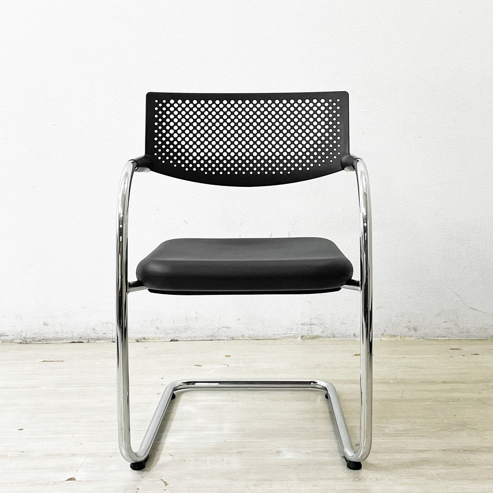 ヴィトラ vitra ビザビ2 Visavis2 アームチェア デスクチェア スタッキングチェア カンティレバー ブラック×ブラック アントニオ・チッテリオ ●