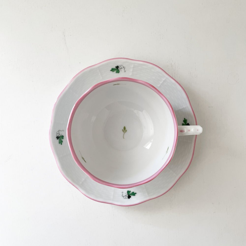 ヘレンド HEREND ウィーンの薔薇 ティーカップ＆ソーサー C/S ピンク 陶器 ハンガリー 定価￥38,500- A ◎
