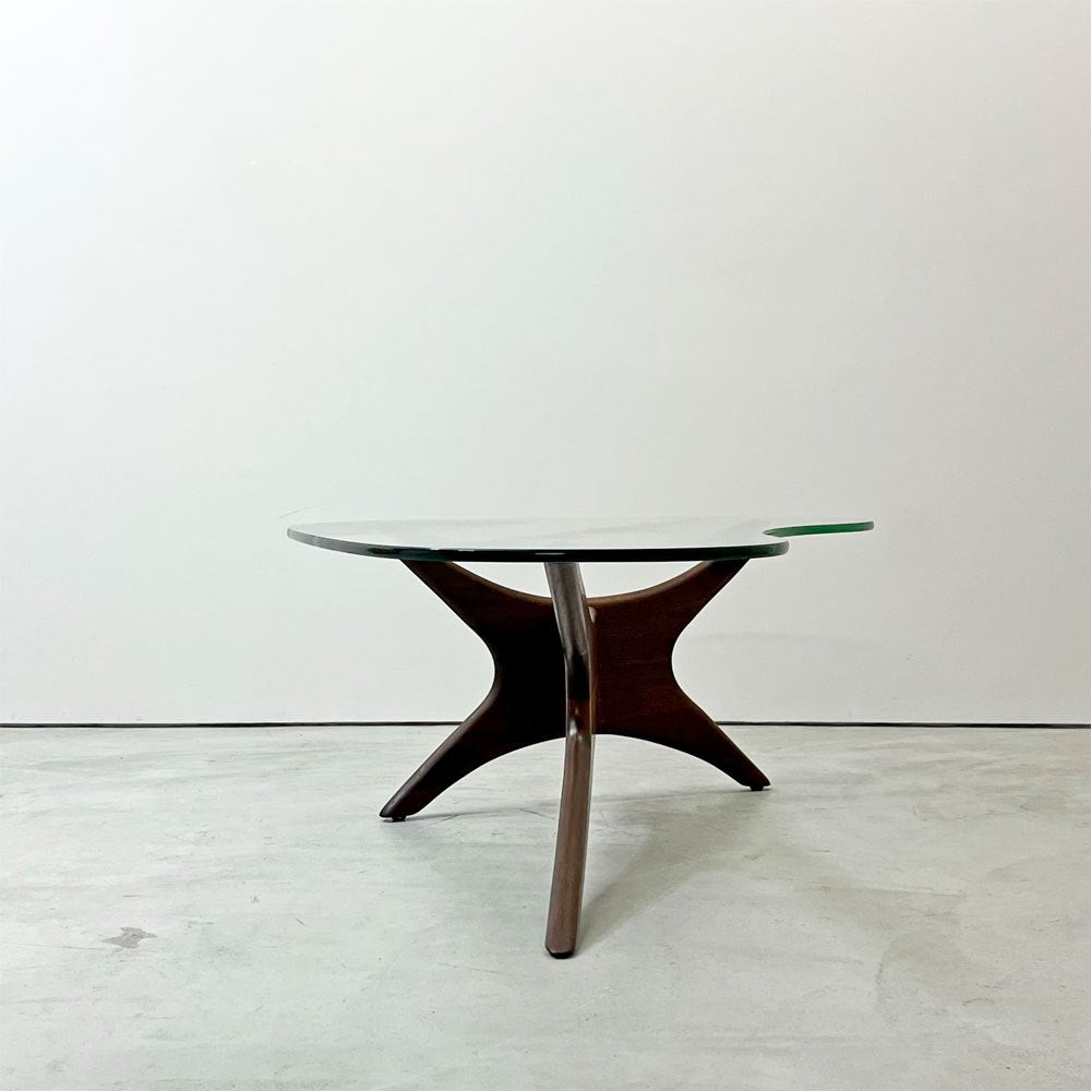 エイドリアン パーサル Adrian Pearsall ガラストップ コーヒーテーブル ウォールナット材 W127cm ミッドセンチュリー ビンテージ ●
