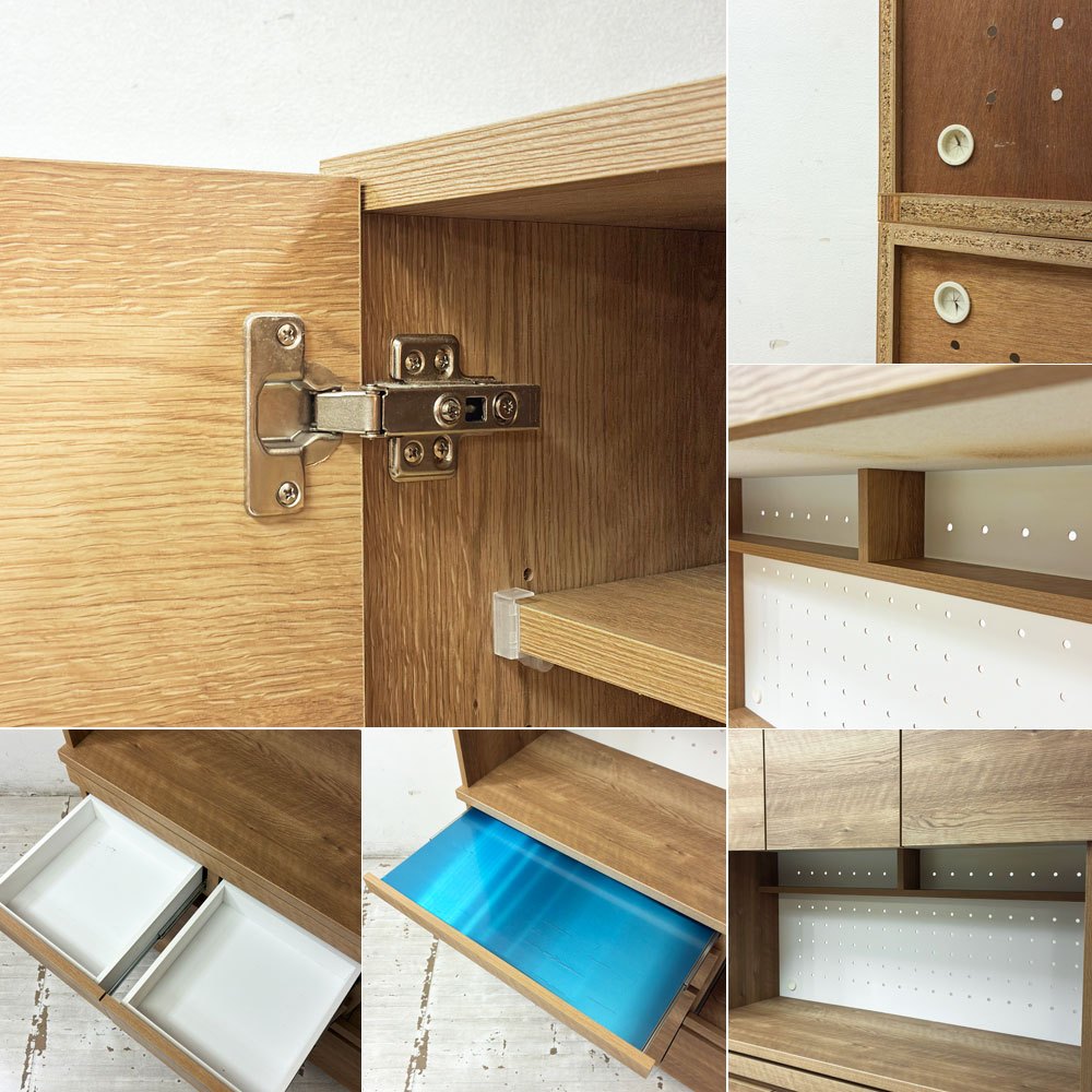 ロウヤ LOWYA キッチンキャビネット Kitchen Cabinet 食器棚 レンジ台 ステンレススライドボード W120cm ナチュラル 定価￥89,990- ●