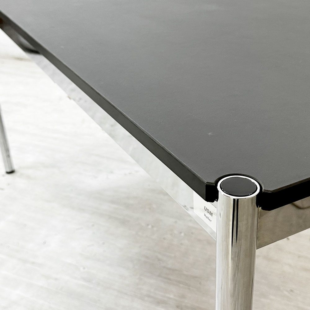 USMモジュラーファニチャー USM Haller USMハラーテーブル ワーキングデスク ダイニングテーブル チャコールリノリウム H74cm アジャスター B ●