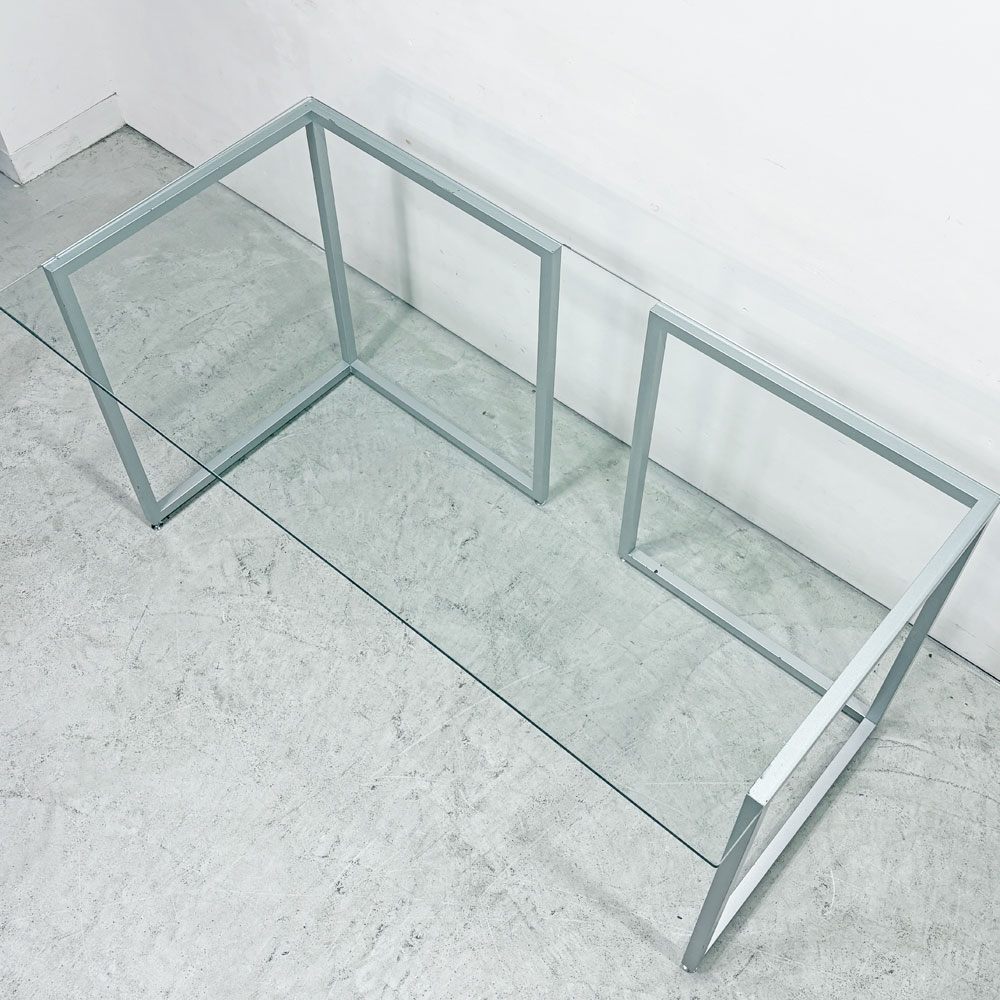 ビスレー BISLEY デスクプラン DESK PLAN Lフット ワーキングテーブル デスク ガラス天板 スチール脚 W170cm イギリス ●