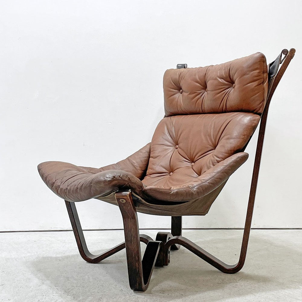 BRUNSTAD MOBELFABRIKK ブルンスタッドモーベルファブリック バイキングチェア Jim Myrstad ジム・ミュルスタッド ラウンジチェア 1Pソファ 本革 ビンテージ ノルウェー ●
