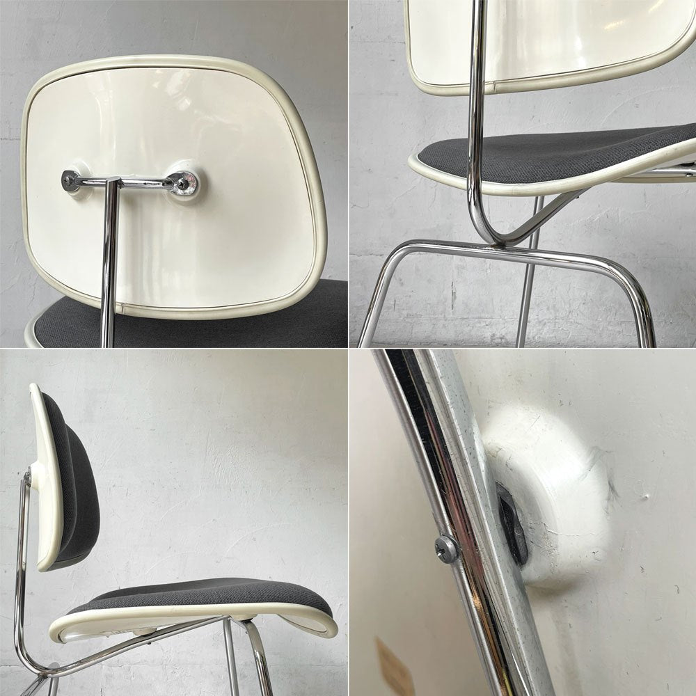 ハーマンミラー Herman Miller ツーピースプラスチックチェア Two Piece Plastic Chair DCM ホワイト グレー ファブリック張替済 ビンテージ イームズ 希少 ★