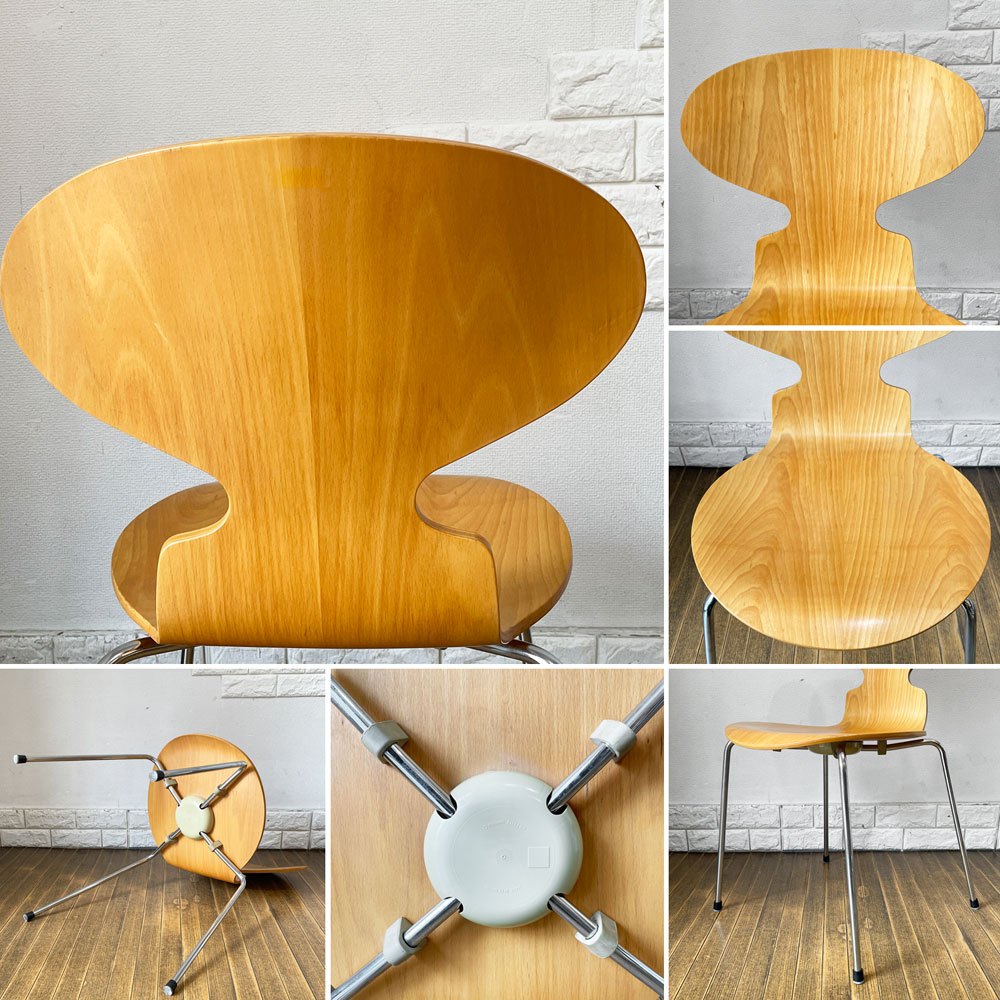 フリッツハンセン Fritz Hansen 3101 アリンコチェア アントチェア 4本脚 ナチュラルビーチ ラッカー仕上げ フェルトグライズ アルネ・ヤコブセン D ◎