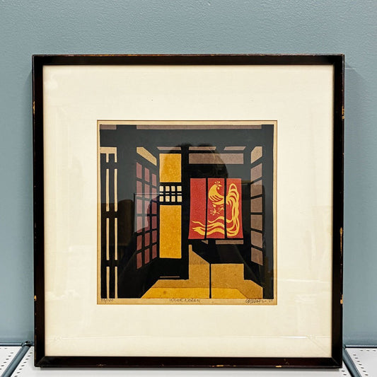クリフトン・カーフ Clifton Karfu 木版画 INNER NOREN 1981年 額装品 アートポスター ビンテージ ◎