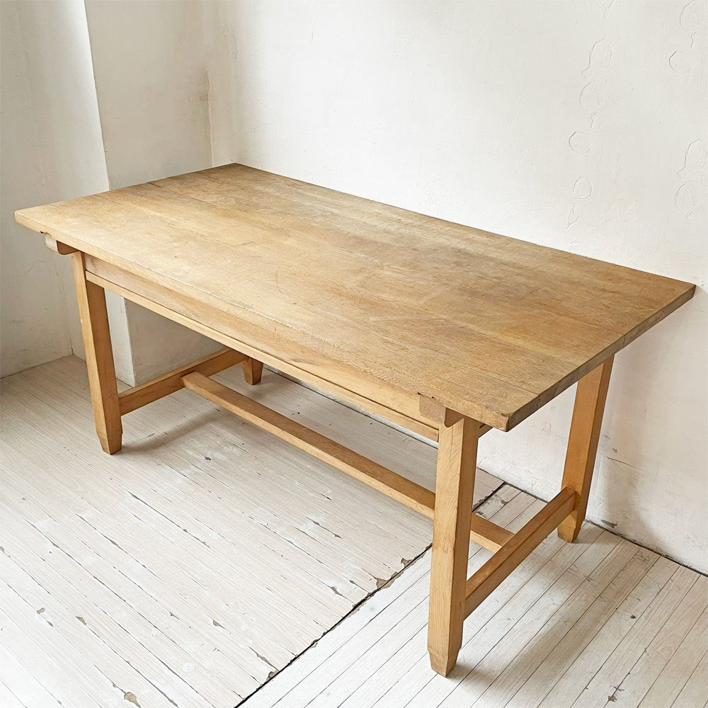 ジャパンビンテージ 図工室テーブル ワークテーブル 作業台 古家具 W152cm 店舗什器 ★