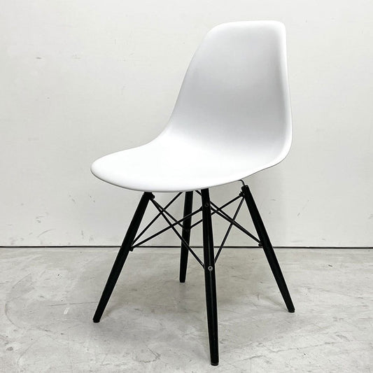 ハーマンミラー HermanMiller サイドシェルチェア ドゥエルレッグ DSW ホワイト × エボニー ポリプロピレン製 イームズ ミッドセンチュリー C ●