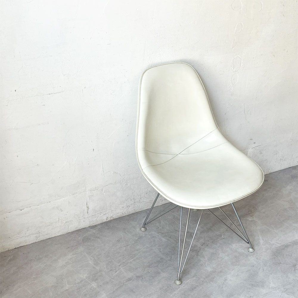 ハーマンミラー Herman Miller サイドシェルチェア サード 3rd FRP PVCレザー パーチメント ロータイプ エッフェルベース イームズ ビンテージ vintage ★