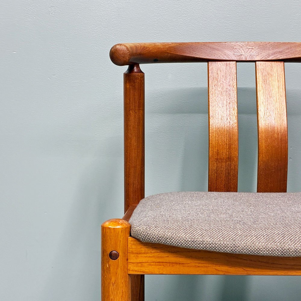 ボルティンゲ・ストールファブリック Boltinge Stolefabrik クレオパトラ Cleopatra チーク無垢材 ダイニングチェア グレー系 ファブリック Hans J. Frydendal 北欧ビンテージ A ◎