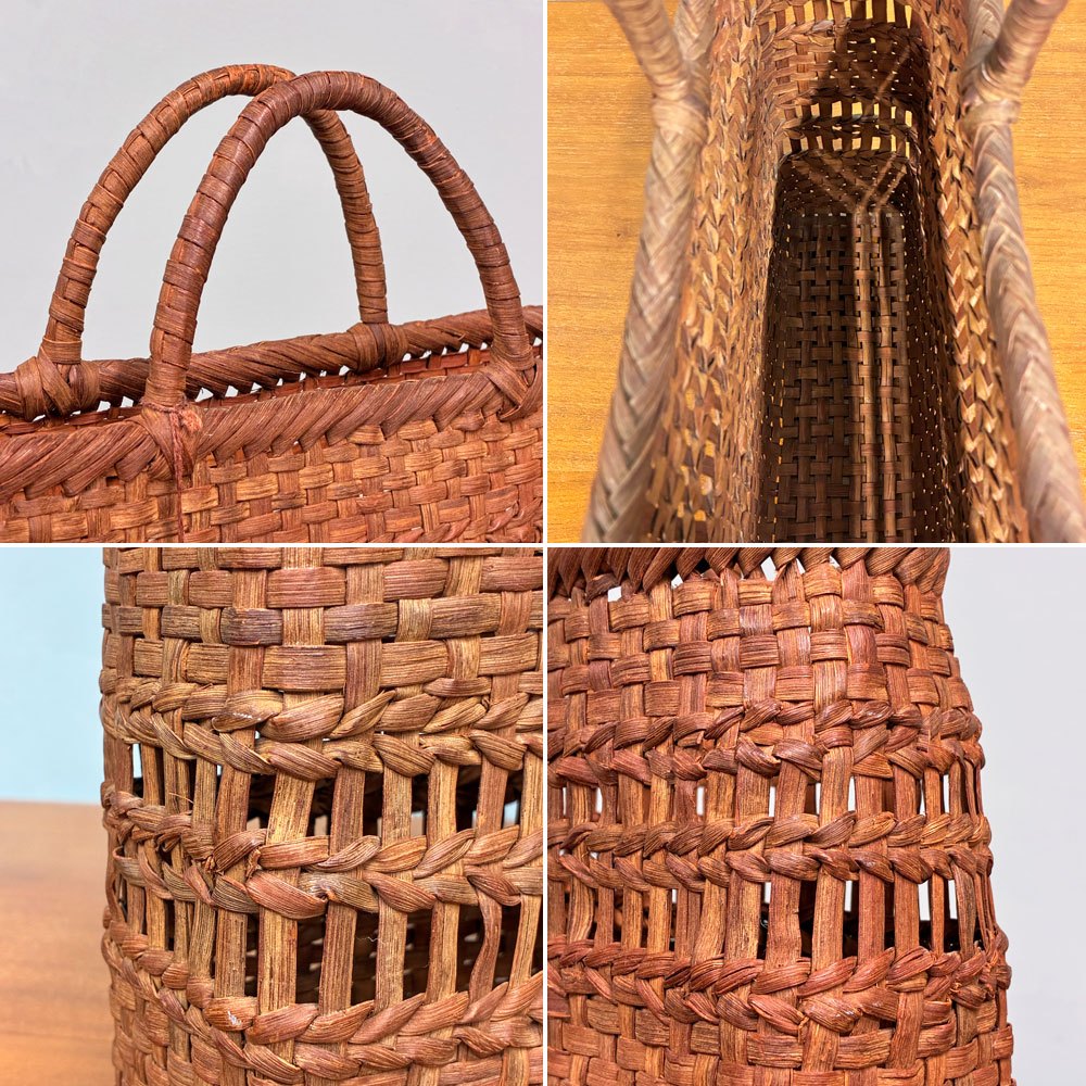 かごや 山葡萄 かごバック トートバック 鞄 バスケット 天然素材 40×42cm ◎